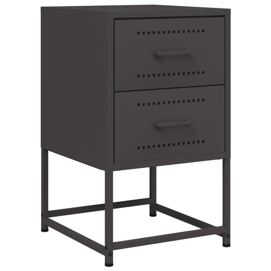 Table de chevet noir 36x39x60,5 cm acier - 2