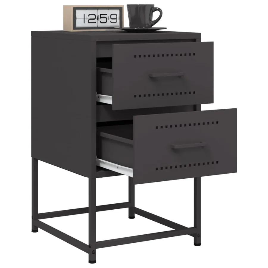 Table de chevet noir 36x39x60,5 cm acier - 4