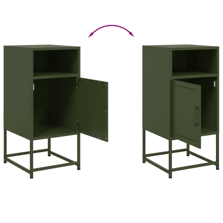 Tables de chevet 2 pcs vert olive 36x39x78 cm acier - 10