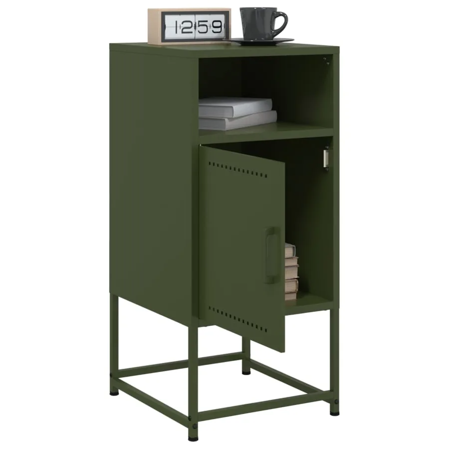 Tables de chevet 2 pcs vert olive 36x39x78 cm acier - 3