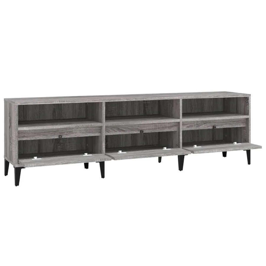 Meuble TV sonoma gris 150x30x44,5 cm bois d'ingénierie - 7