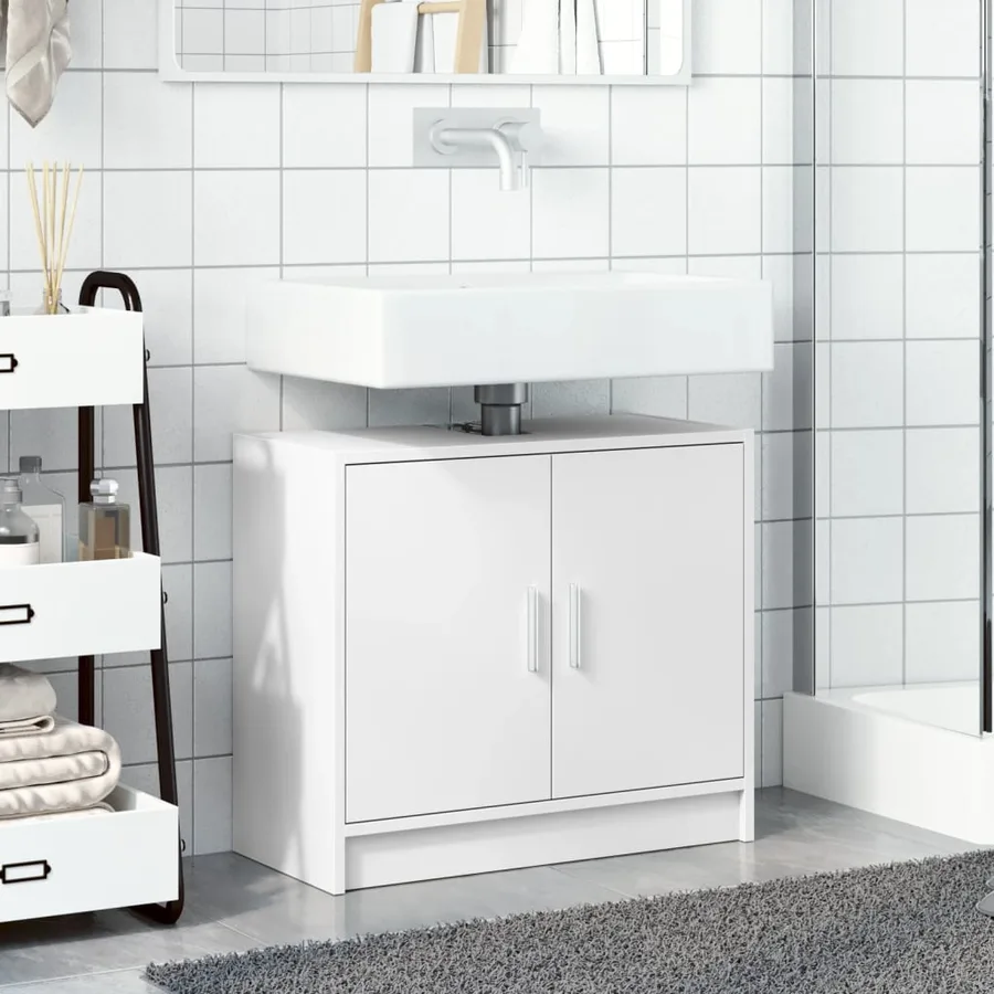 Armoire de lavabo blanc 63x29x55 cm bois d'ingénierie - 3
