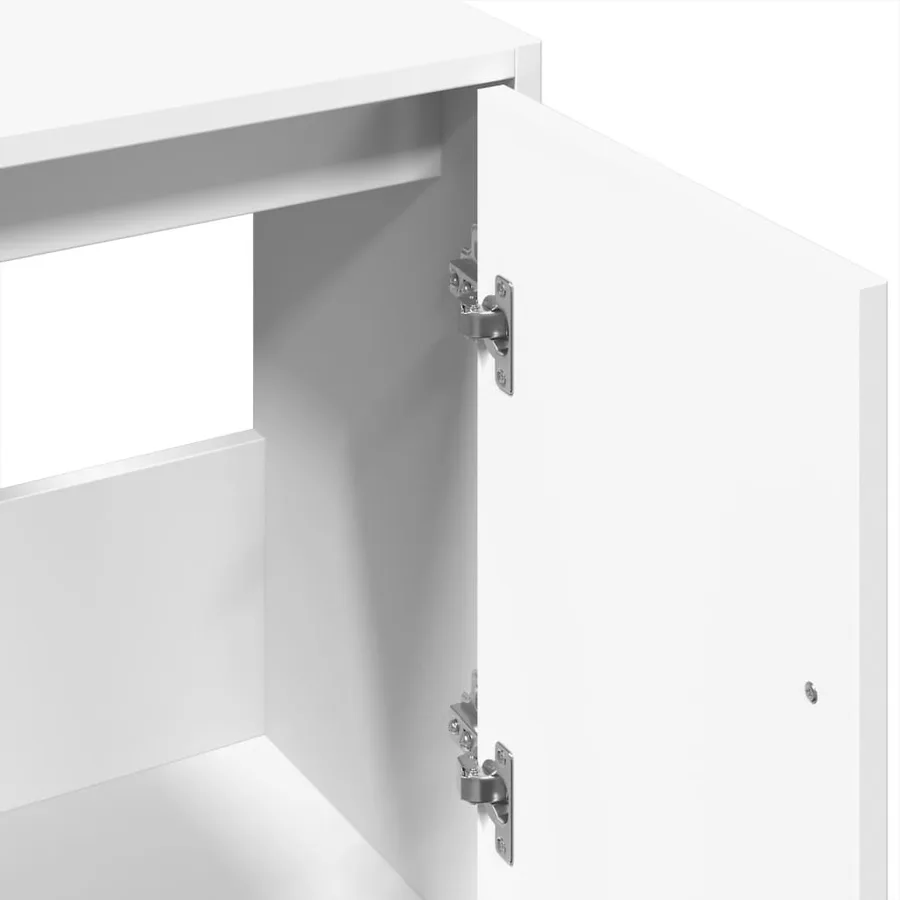 Armoire de lavabo blanc 63x29x55 cm bois d'ingénierie - 8