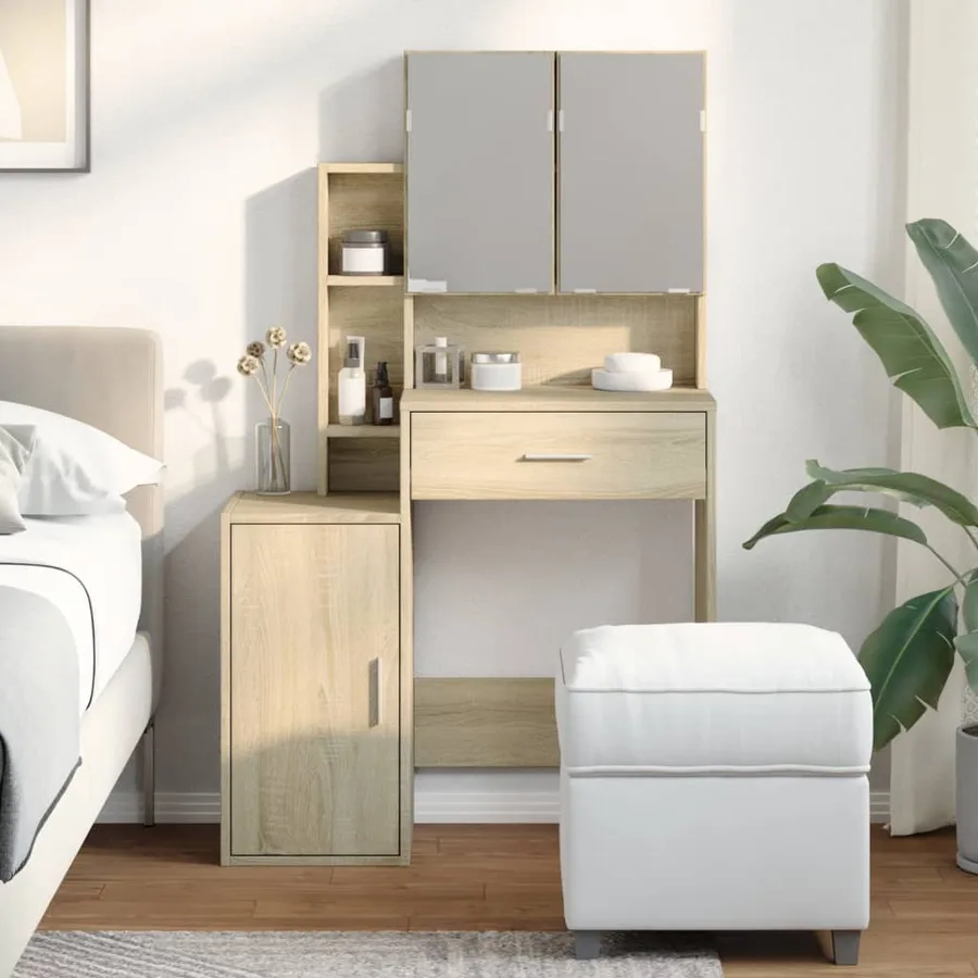Coiffeuse avec armoire chêne sonoma 80x35x132 cm - 3