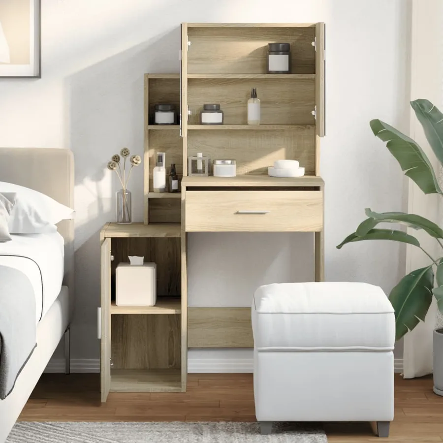Coiffeuse avec armoire chêne sonoma 80x35x132 cm - 4