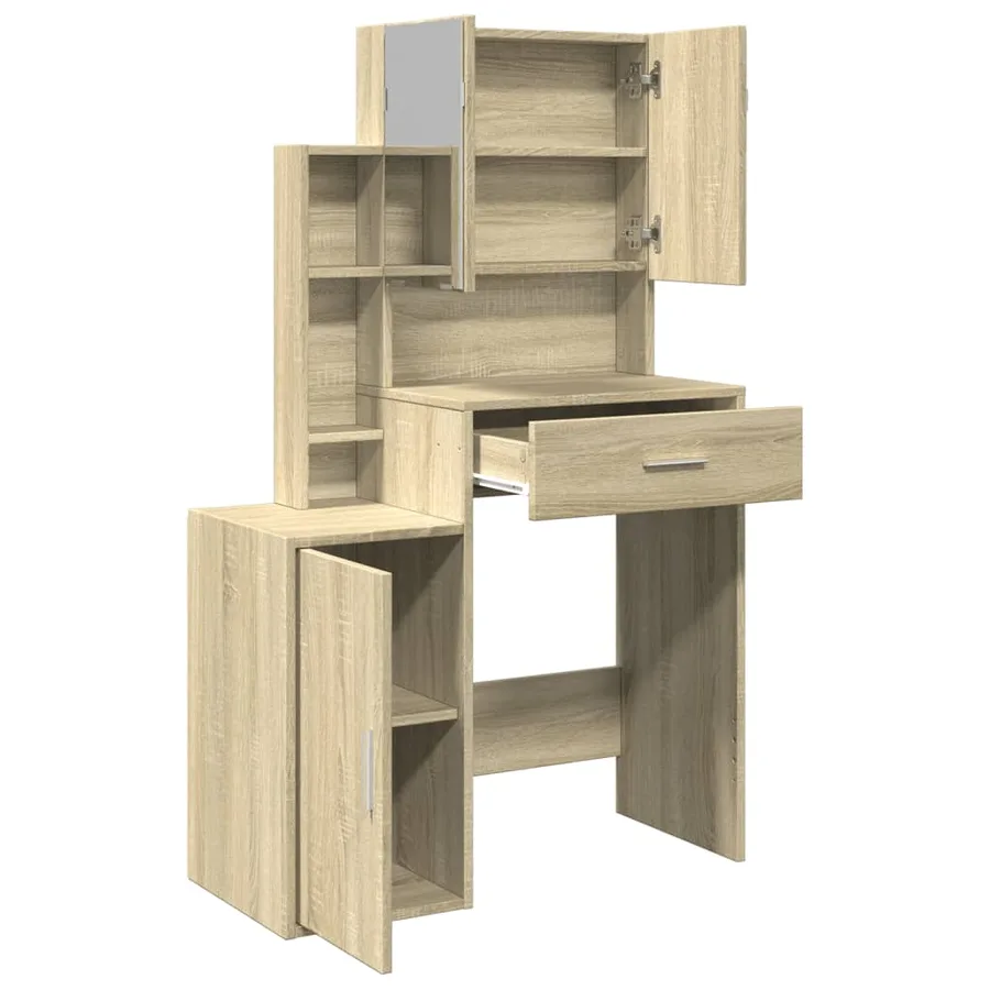Coiffeuse avec armoire chêne sonoma 80x35x132 cm - 8
