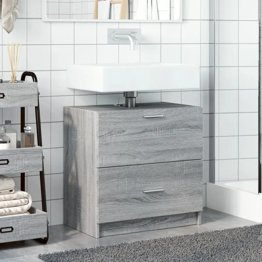 Meuble d'évier sonoma gris 59x37x59 cm bois d'ingénierie - 3