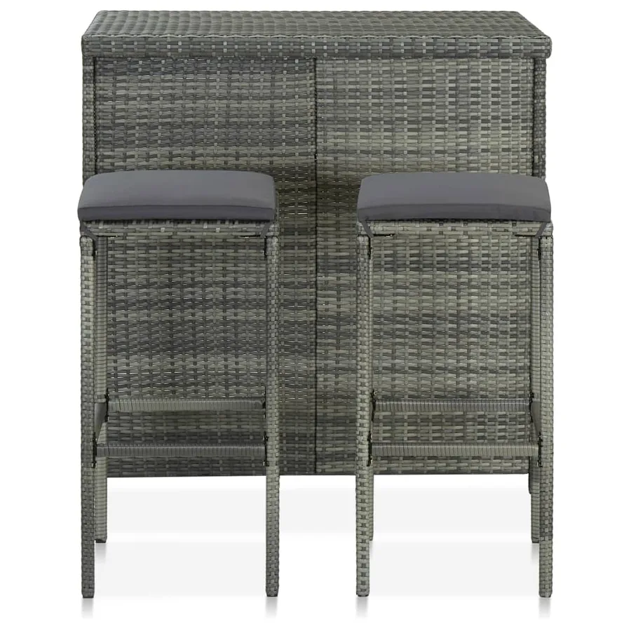 Ensemble de bar 3 pcs Résine tressée Gris - 2