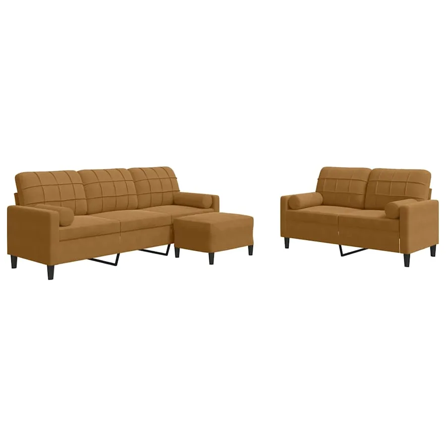 Ensemble de canapés 3 pcs avec coussins et traversins velours - 2