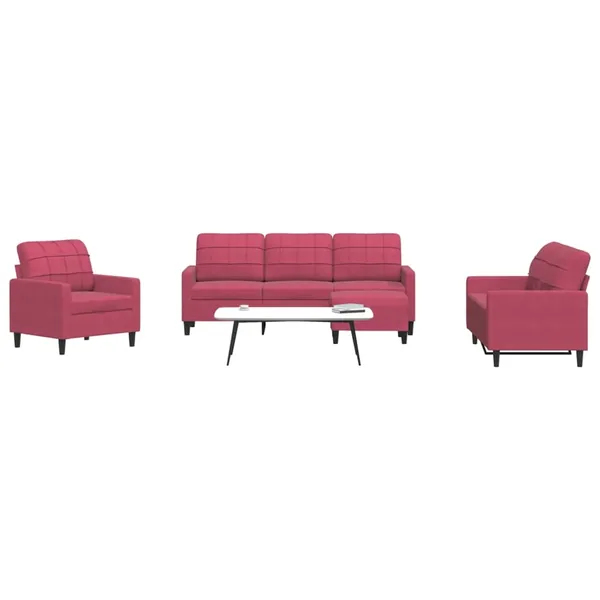 Ensemble de canapés 4 pcs avec coussins Rouge bordeaux Velours