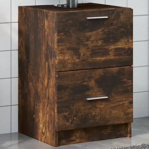 Meuble d'évier chêne fumé 40x37x59 cm bois d'ingénierie