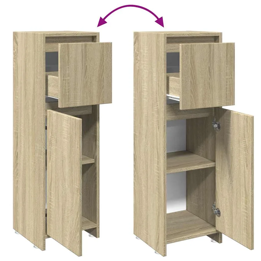 Armoire de salle de bain Chêne sonoma 30x30x95 cm Aggloméré - 7