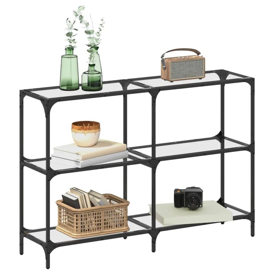 Table console avec dessus en verre transparent 118,5x30x81 cm - 3