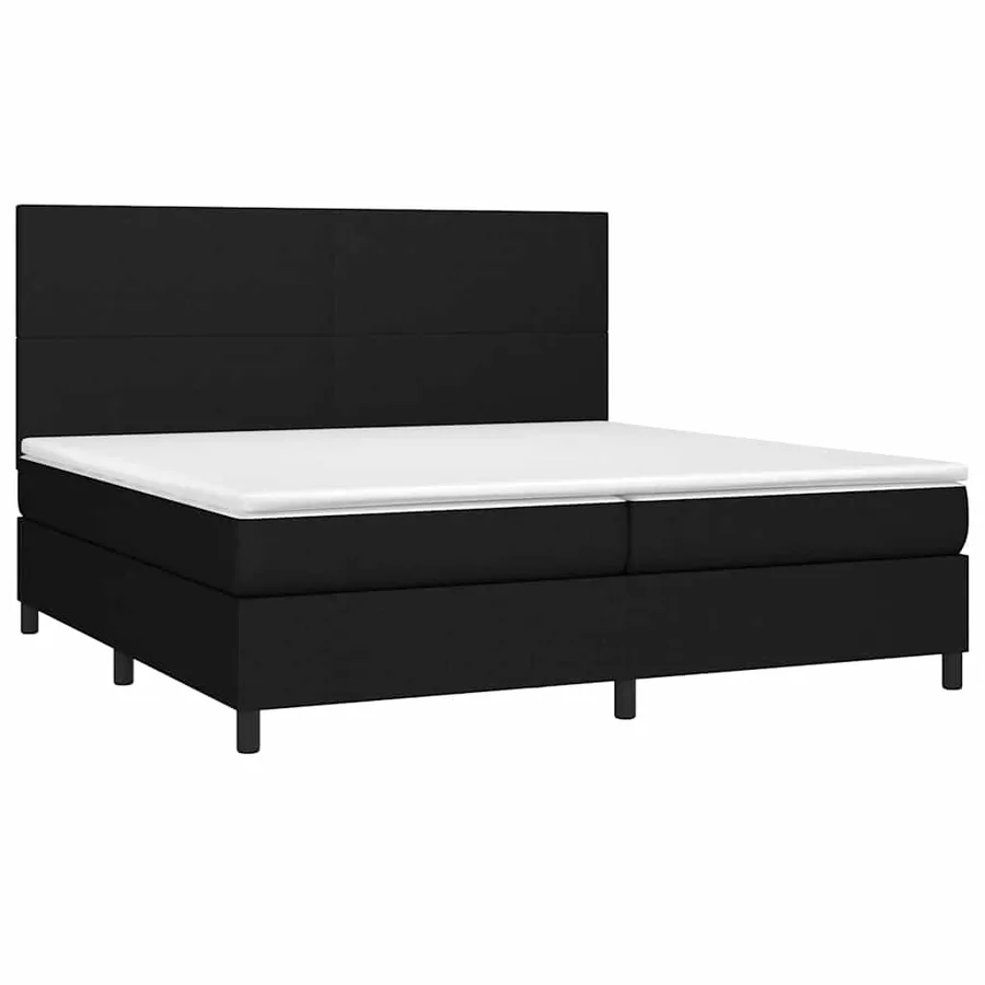 Sommier à lattes de lit et matelas et LED Noir 200x200 cm Tissu - 3