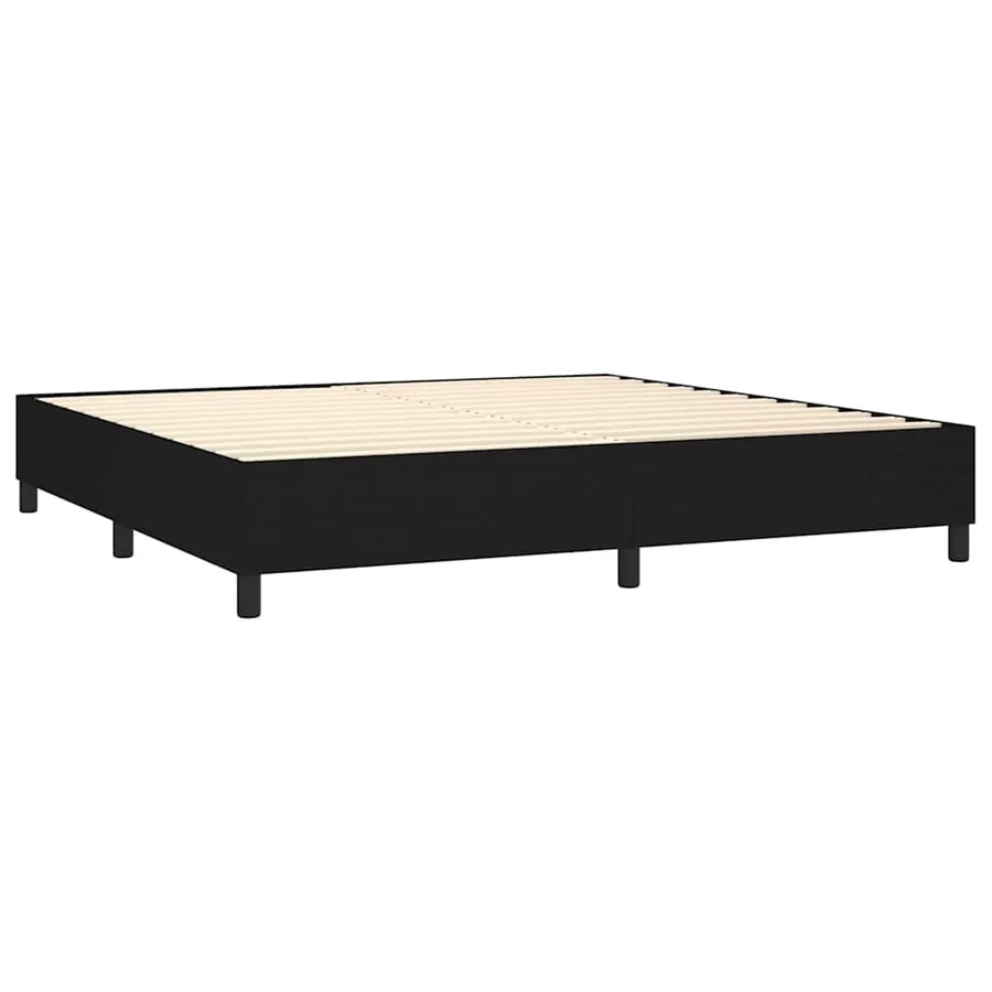 Sommier à lattes de lit et matelas et LED Noir 200x200 cm Tissu - 5