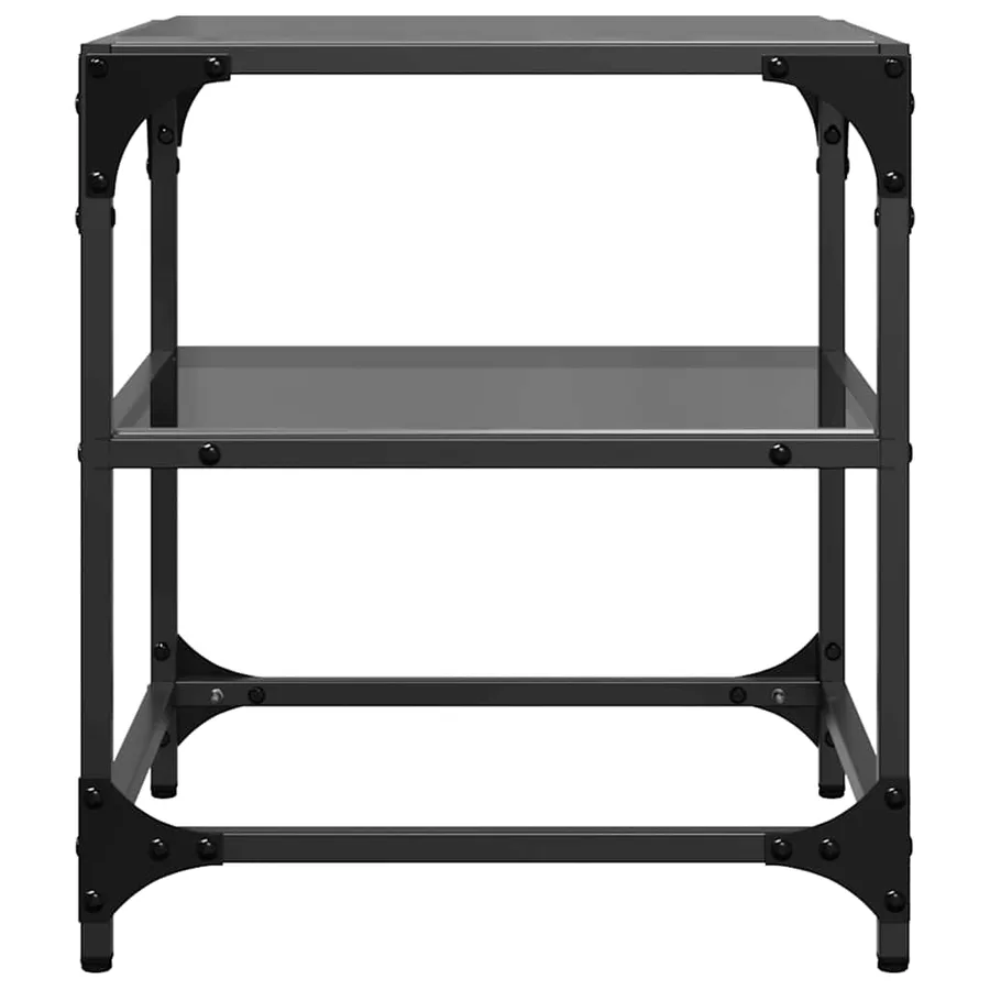 Tables basses avec dessus en verre noir 2 pcs 40x40x45 cm acier - 5