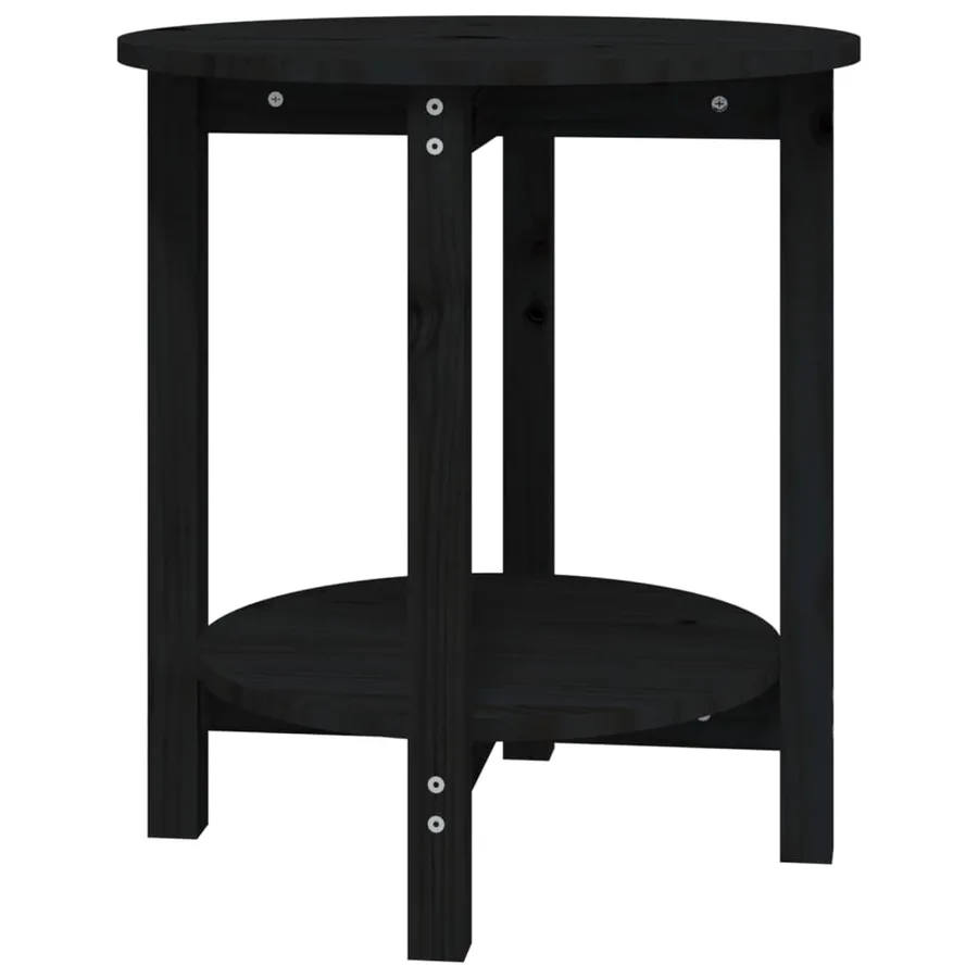 Table basse Noir Ø 55x60 cm Bois massif de pin - 2