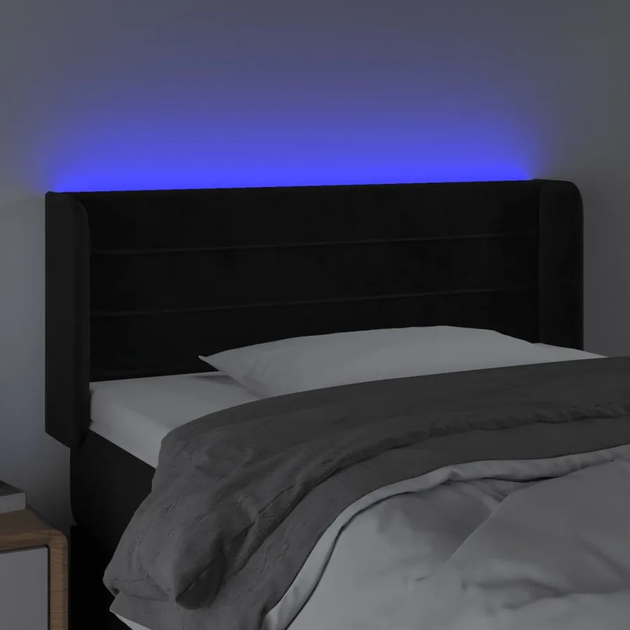 Tête de lit à LED Noir 83x16x78/88 cm Velours - 4