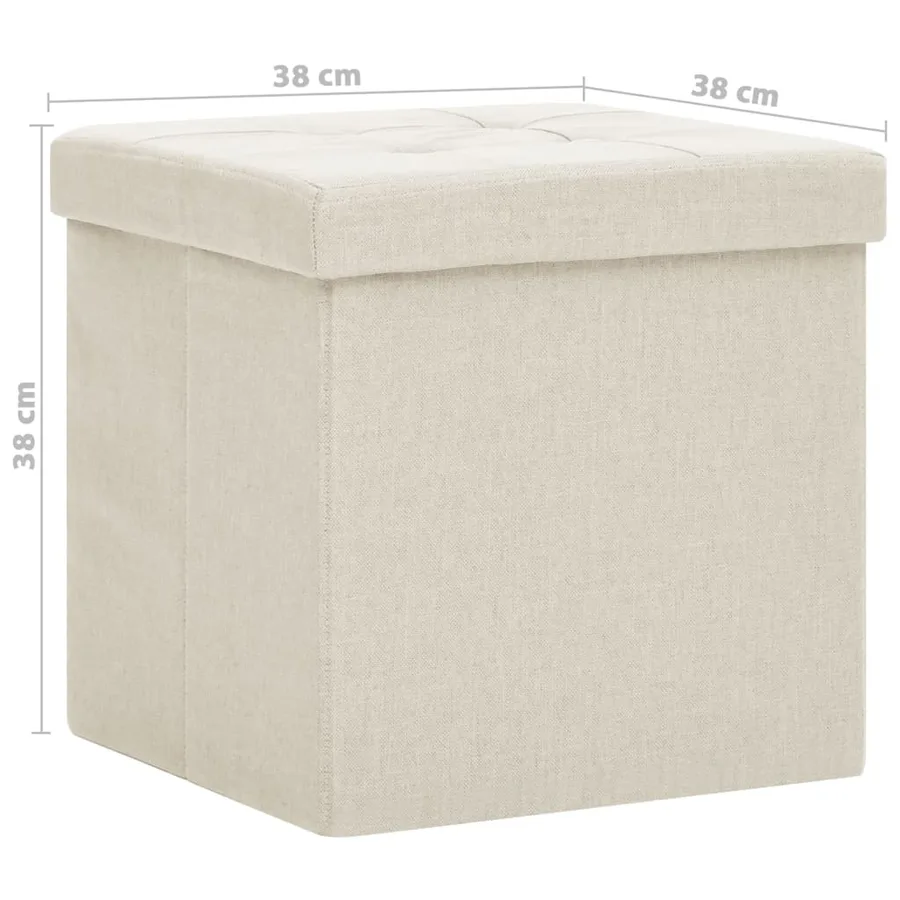 Tabouret de rangement pliable Blanc crème Faux lin - 8