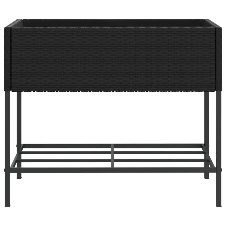 Jardinière avec étagère noir résine tressée - 5