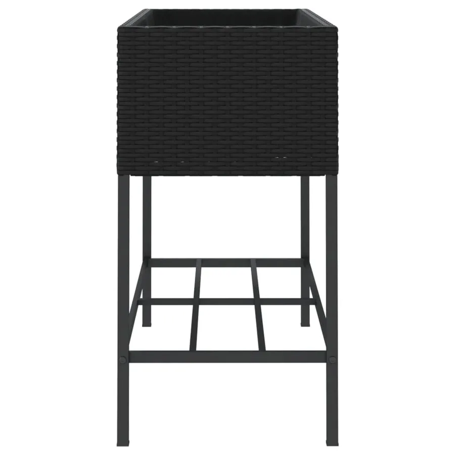 Jardinière avec étagère noir résine tressée - 6