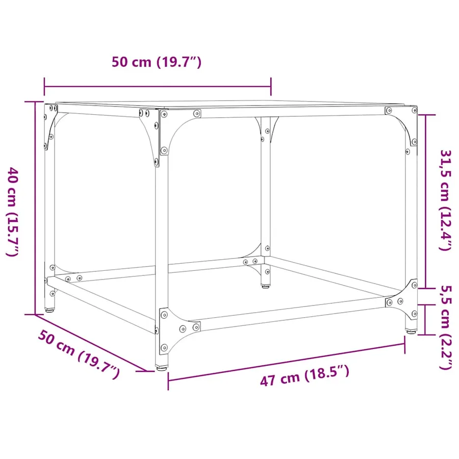 Tables basses avec dessus en verre noir 2 pcs 50x50x40 cm acier - 9