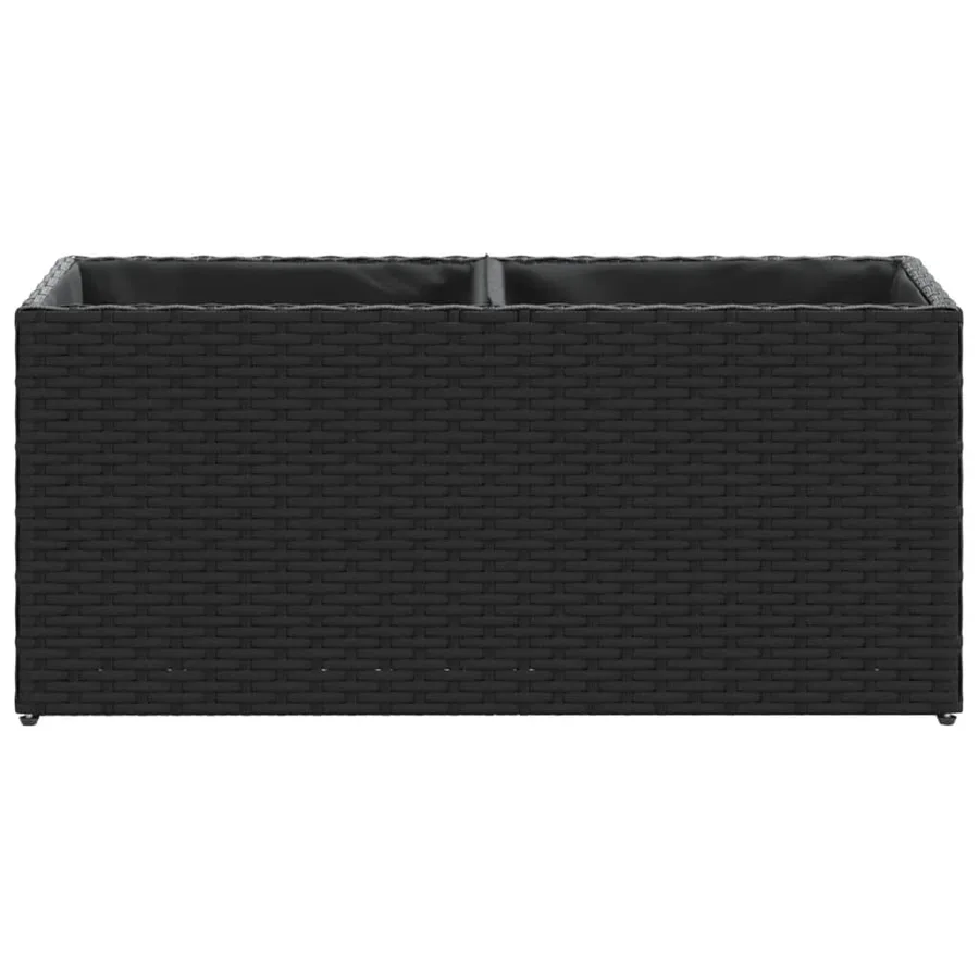 Jardinières avec 2 pots 2 pcs noir 72x30x32 cm résine tressée - 6