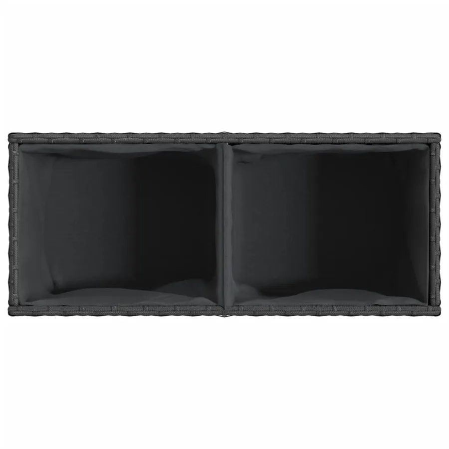 Jardinières avec 2 pots 2 pcs noir 72x30x32 cm résine tressée - 9