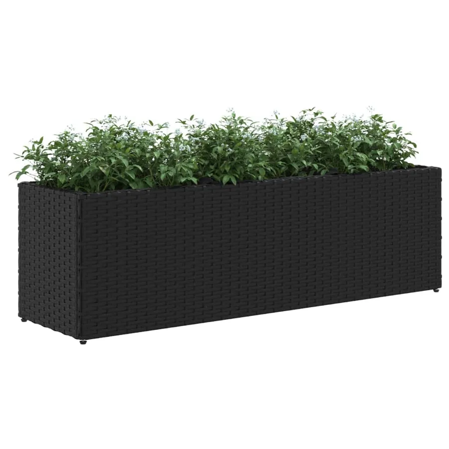 Jardinière avec 3 pots noir 105x30x32 cm résine tressée - 4