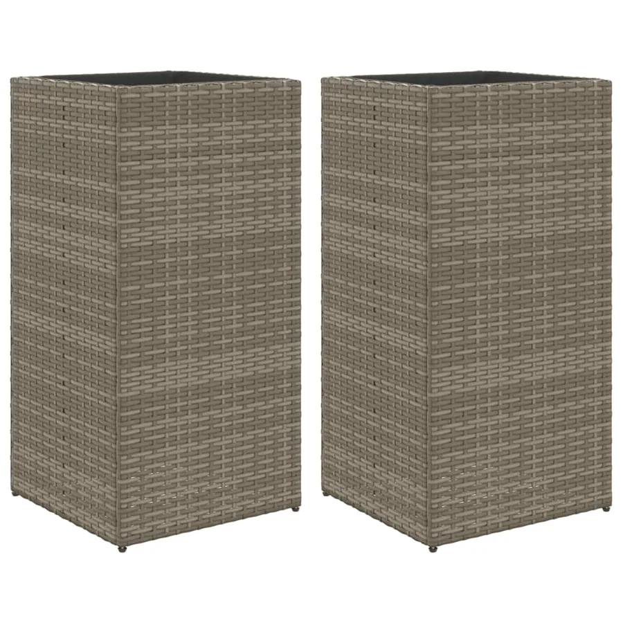 Jardinières 2 pcs gris 40x40x80 cm résine tressée - 2