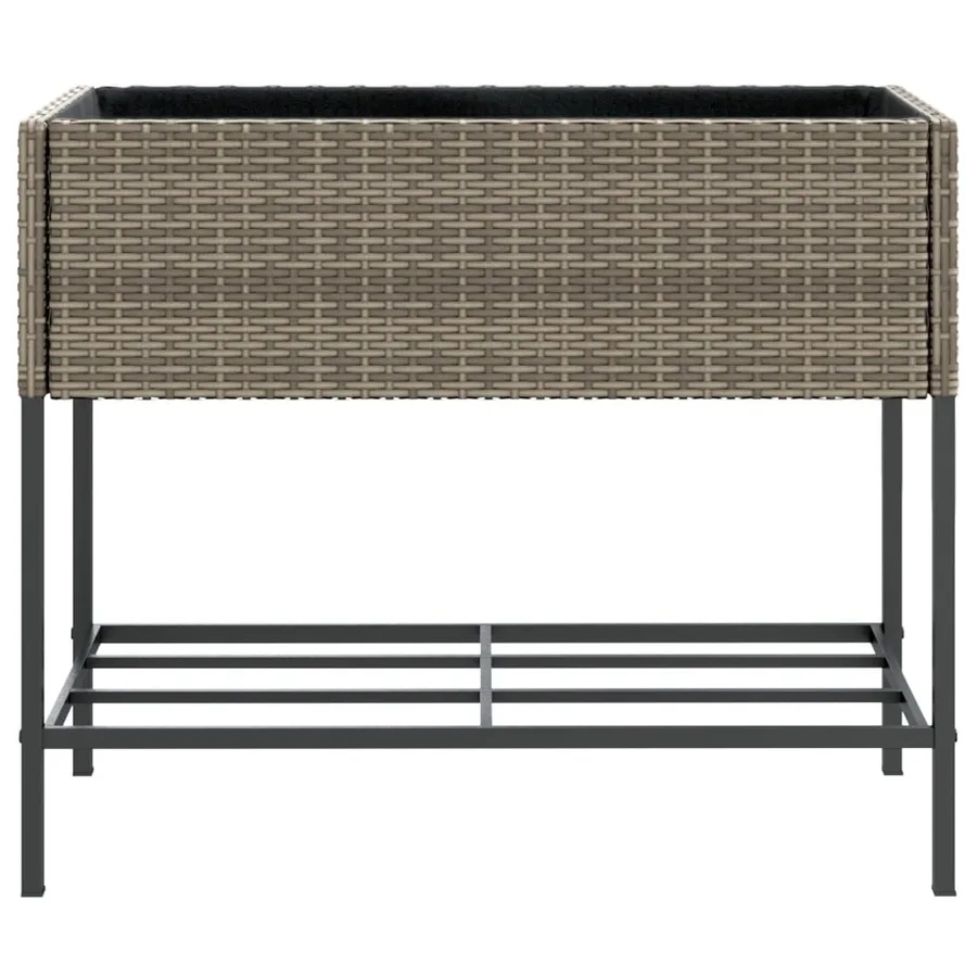 Jardinière avec étagère gris résine tressée - 5