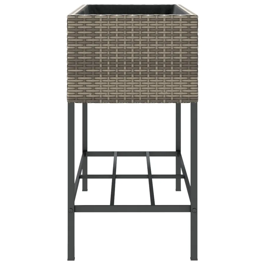 Jardinière avec étagère gris résine tressée - 6