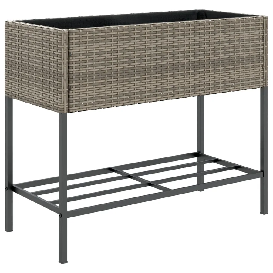 Jardinières avec étagère 2 pcs gris 90x40x75 cm résine tressée - 5