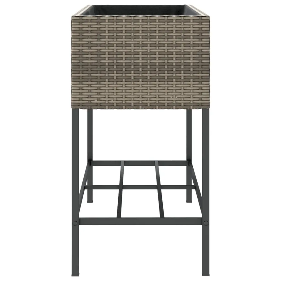 Jardinières avec étagère 2 pcs gris 90x40x75 cm résine tressée - 7