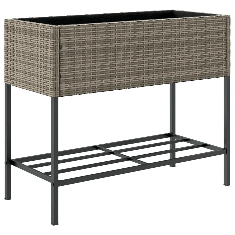Jardinières avec étagère 2 pcs gris 90x40x75 cm résine tressée - 8
