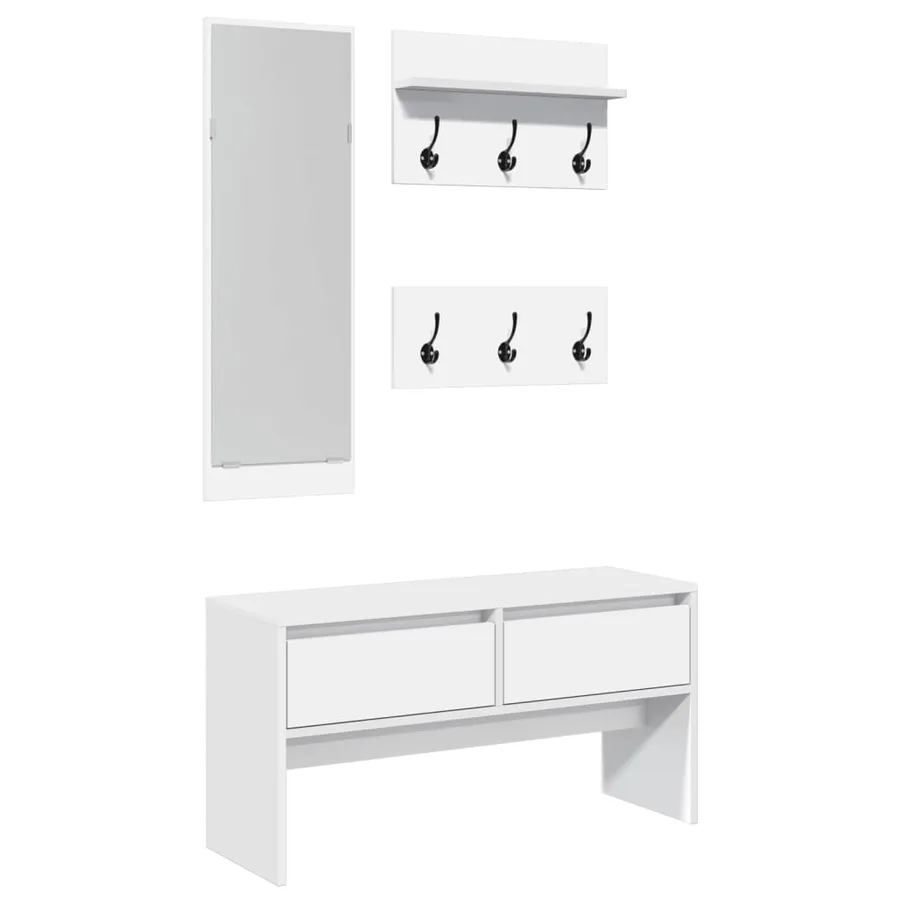 Ensemble de meubles de couloir 4 pcs blanc bois d'ingénierie - 2