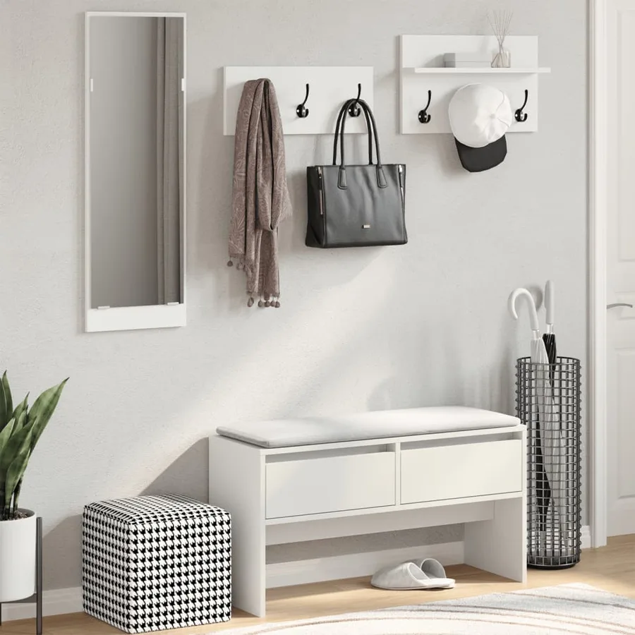 Ensemble de meubles de couloir 4 pcs blanc bois d'ingénierie - 3