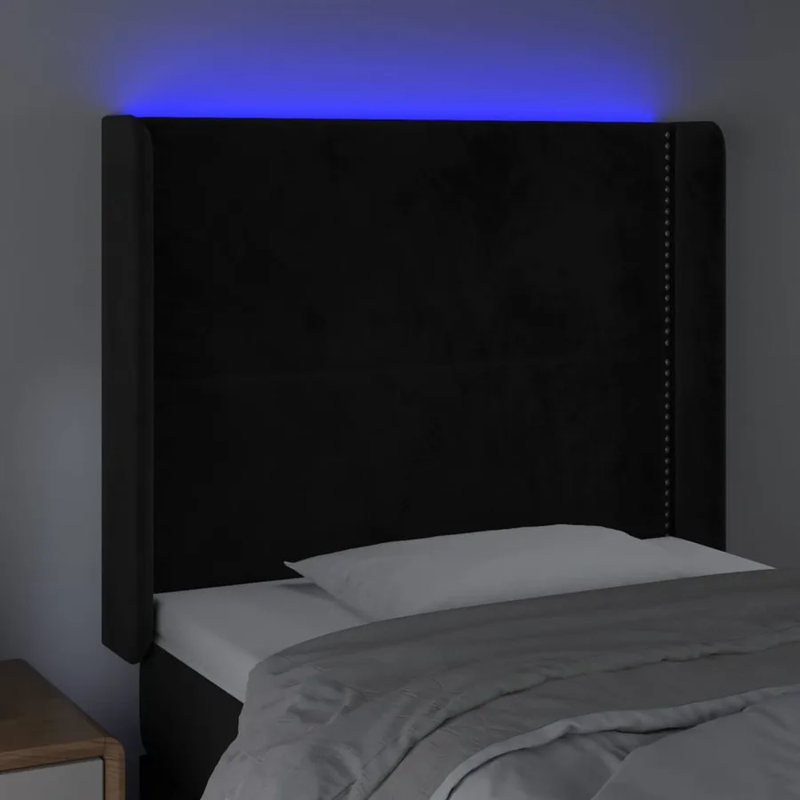 Tête de lit à LED Noir 103x16x118/128 cm Velours - 4