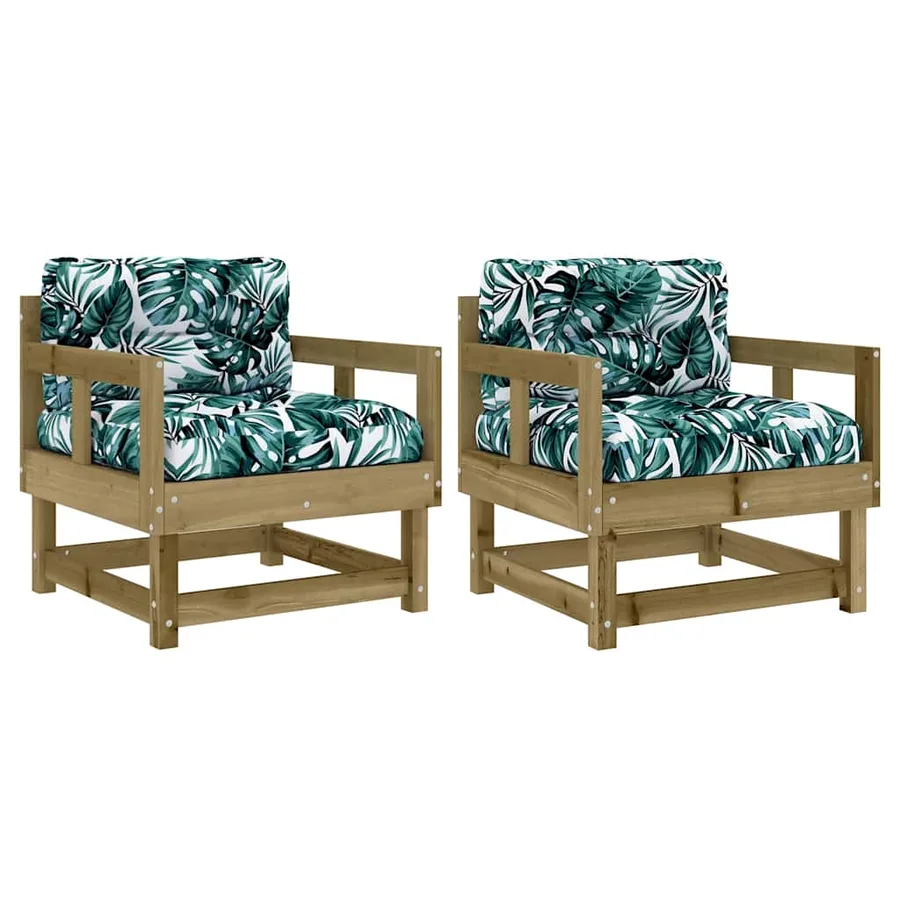 Chaises de jardin avec coussins lot de 2 bois de pin imprégné - 2