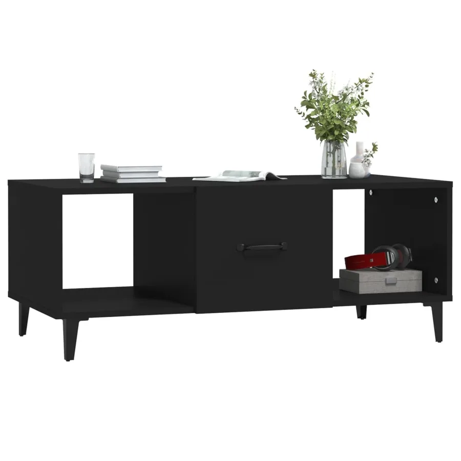 Table basse Noir 102x50x40 cm Bois d'ingénierie - 4