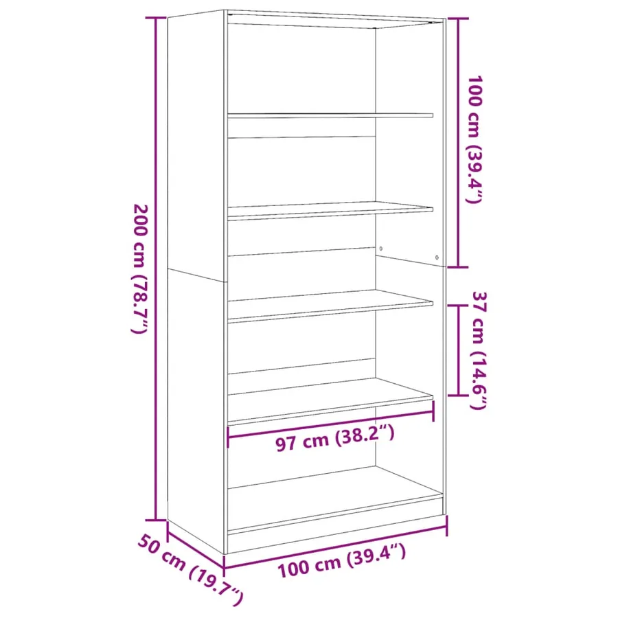 Garde-robe vieux bois 100x50x200 cm bois d'ingénierie - 9