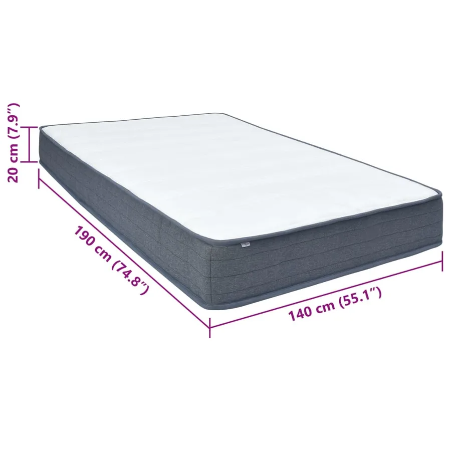 Matelas de sommier à lattes 190x140x20 cm mi-doux tissu - 12