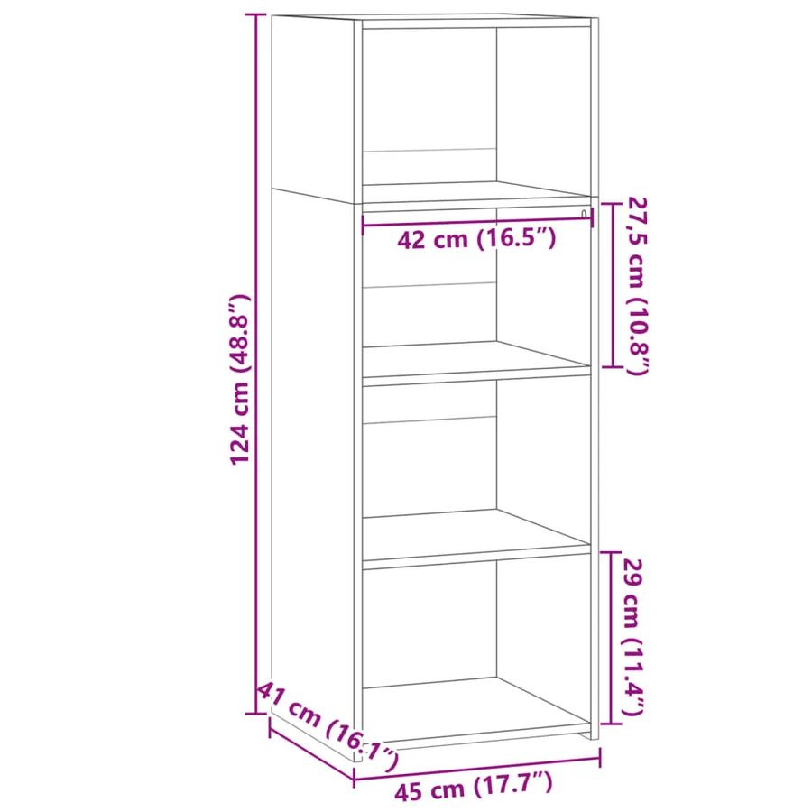 Buffet haut sonoma gris 45x41x124 cm bois d'ingénierie - 9