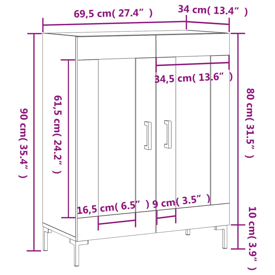 Buffet sonoma gris 69,5x34x90 cm bois d'ingénierie - 12