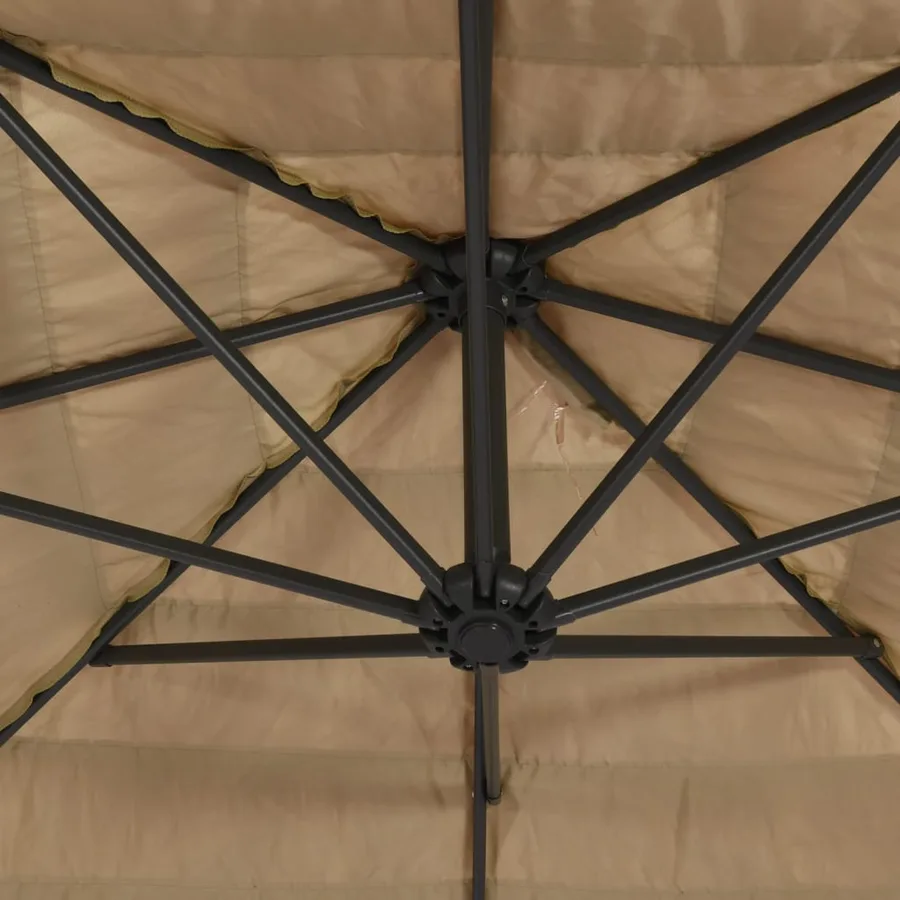 Parasol de jardin avec mât en acier marron 388x388x248 cm - 7