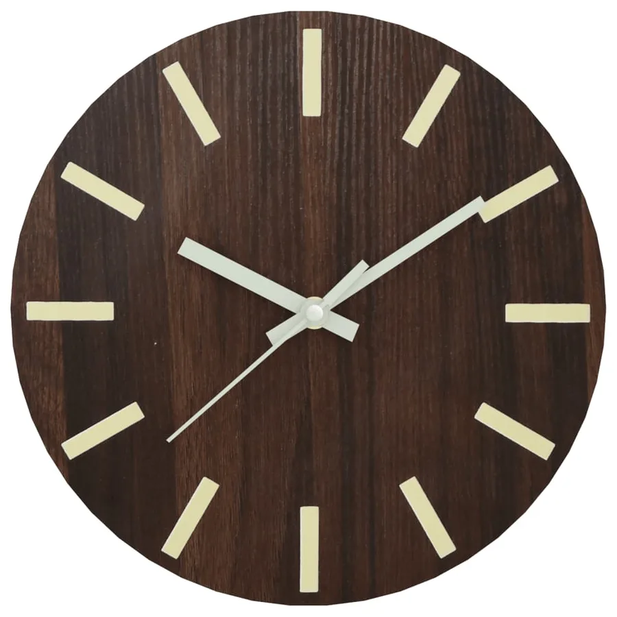 Horloge murale et échelles et aiguilles lumineuses marron Ø30cm - 2