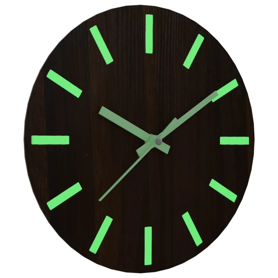 Horloge murale et échelles et aiguilles lumineuses marron Ø30cm - 6