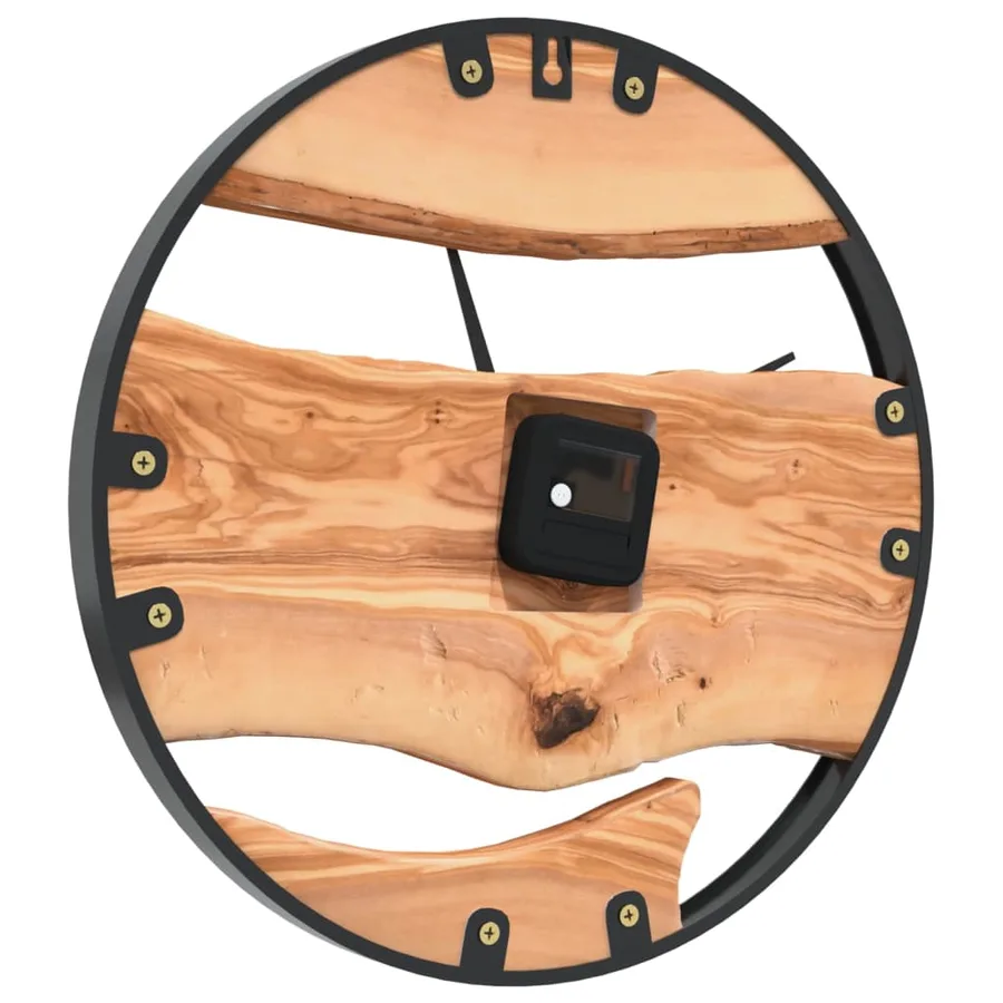 Horloge murale marron Ø35 cm fer et bois d'olivier - 5