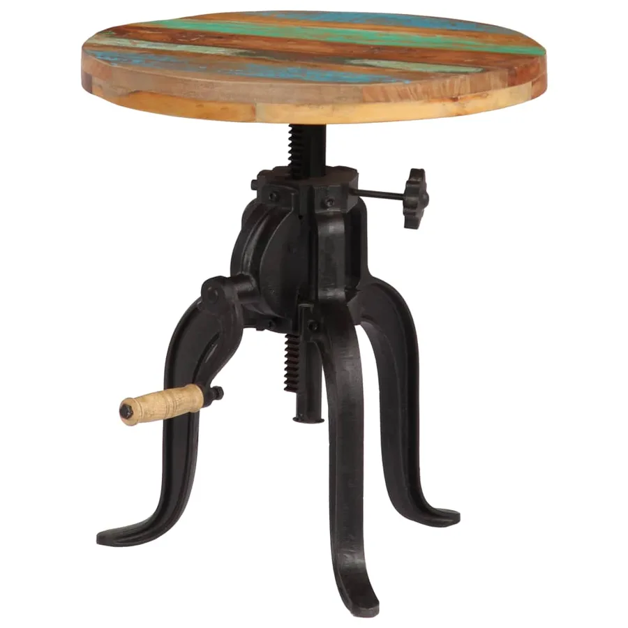 Table d'appoint 45x (45-62) cm Bois de récupération et fonte - 10