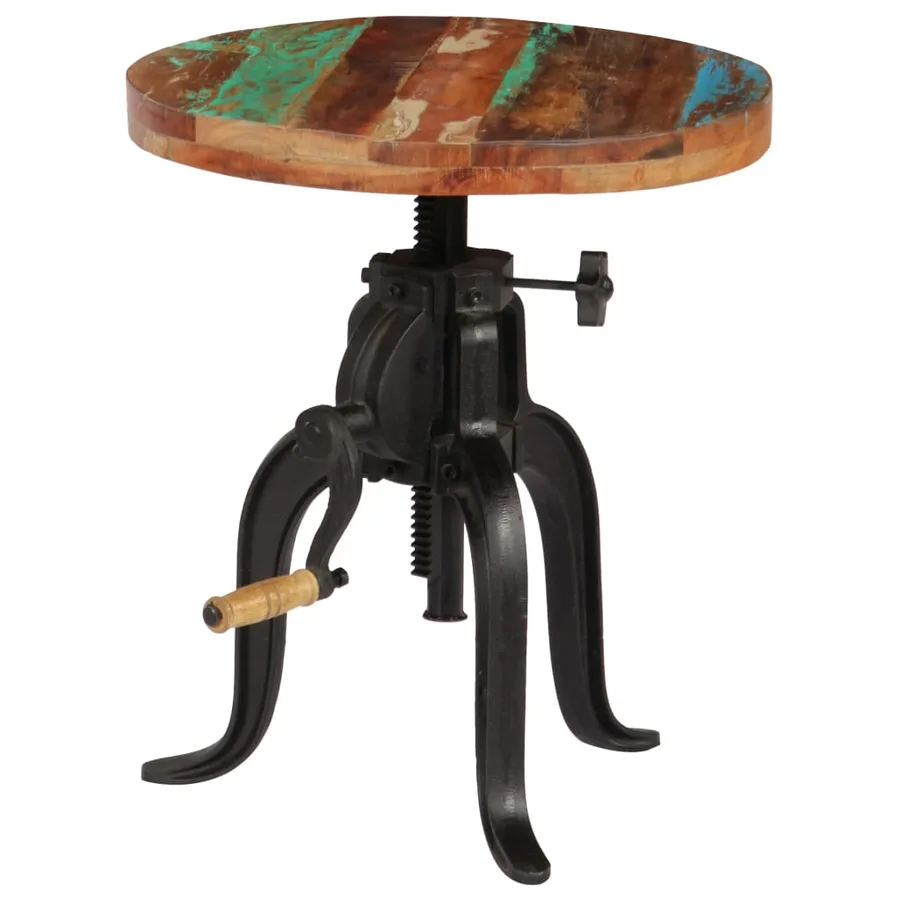 Table d'appoint 45x (45-62) cm Bois de récupération et fonte - 11